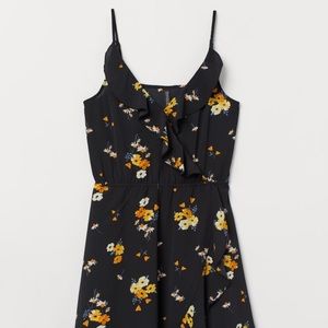 Black Floral wrap dress v-neck
